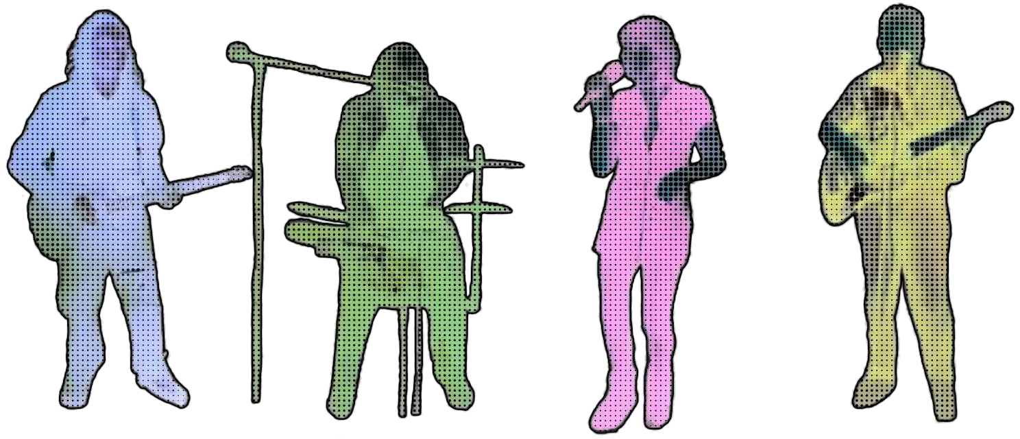 Silhouettes of band members